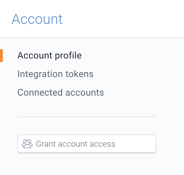 Screenshot showing the Grant account access button which allows the client to provide the agency with access to their account
