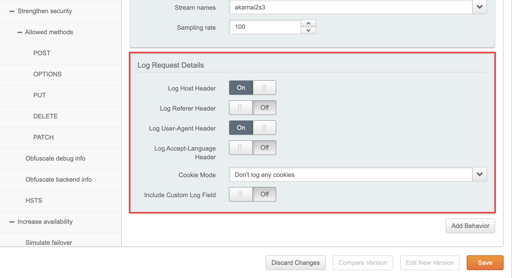 Screenshot of the Loq Request Details in the Property Configuration Settings