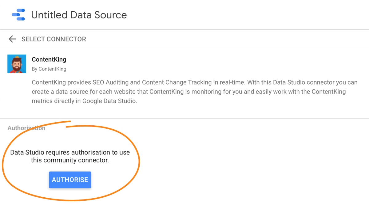Setting up the Google Data Studio integration -- Step 2
